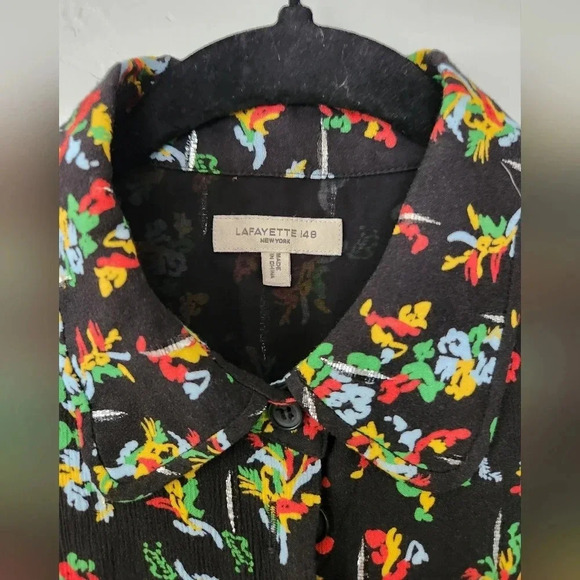 Lafayette 148 Floral Line Button Up Collared Tank sz XS - Picture 7 of 9